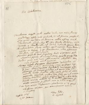 Handwritten letter from Carl Linneaus to baron von Jacquin.